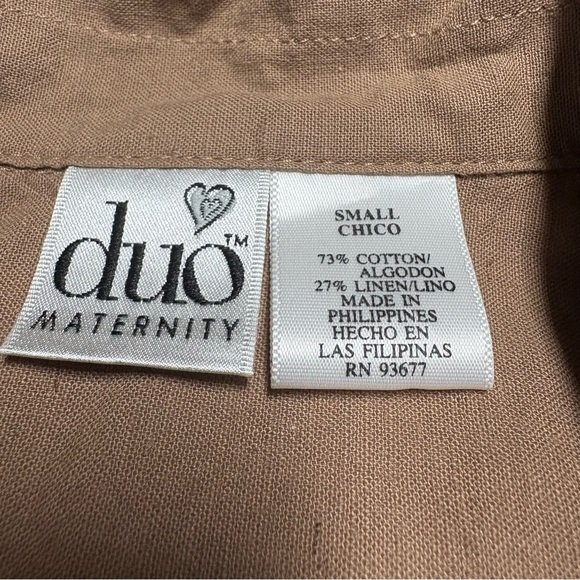 Linen Cotton Duo Maternity Sleeveless Button Down Top Brown Small - Picture 5 of 8